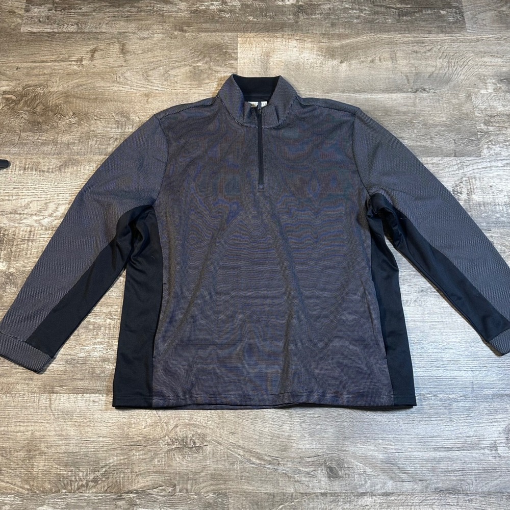 PGA Tour Mens XXL Quarter Zip Pullover Grey Black‎ Micro Stripe Golf Activewear